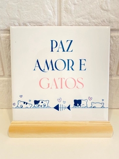Azulejo Paz Amor e Gatos