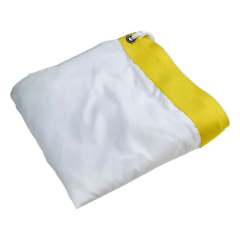 Heavy-Duty White Fabric with Yellow Reinforced Edge and Grommets