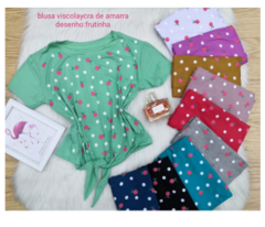 VISCOLYCRA TIE BLOUSE FRUIT T-SHIRT