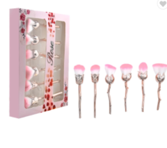 PINK ROSE FLOWER MAKEUP BRUSH SET
