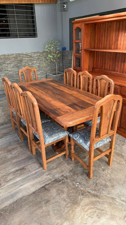 Mesa de 2.00 Tablón Rustica + 8 Sillas Tamara tapizadas - comprar online