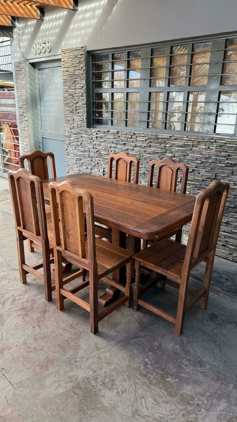 Mesa de 1.60 Tablón Rustica + 6 Sillas Tamara - comprar online