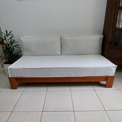 Kit Pronta Entrega Capa de colchão de solteiro e capas de almofadas de encosto em Linho
