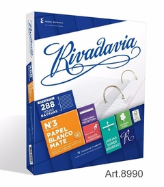 Art.8989 Repuesto de hojas RIVADAVIA x 288 CUADRICULADAS