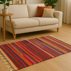 Art.1880 - Alfombra multicolor con flecos