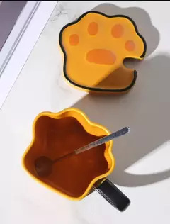 Art.11162 Taza cerámica patita de gato + platito