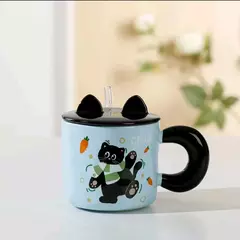 Art.11167 Taza cerámica gato con tapa - comprar online