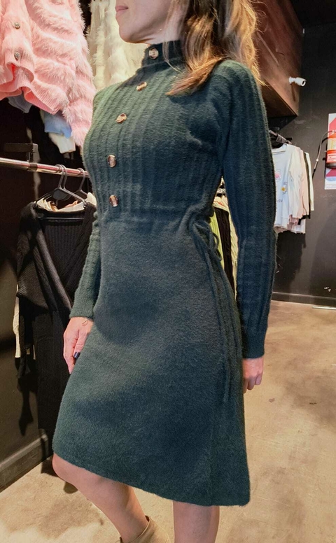 Art 5160 Vestido largo lanilla premium c/ botones