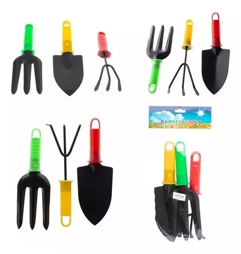 Art 2708 Set x 3 pala / rastrillo mango plástico