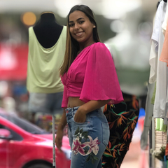 Calça jeans Mon com bordado lateral - comprar online