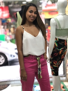 Calça color block pink