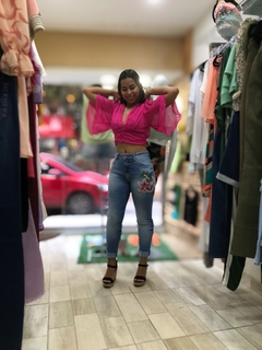 Calça jeans Mon com bordado lateral