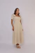 Vestido Midi de Lacinho com Manga de Linho Forrado - loja online