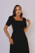 Vestido Midi de Lacinho com Manga de Linho Forrado - Dinamotion