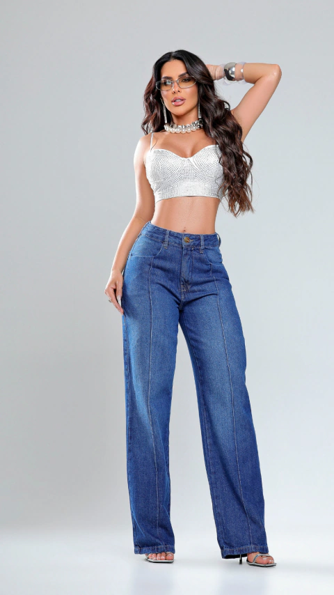 Calça jeans feminina wide leg 78467