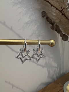 Argollitas doble estrella plata - comprar online
