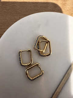Argolla square strass gold - comprar online