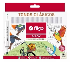 MARCADORES FILGO ARTISTICO ALLOY TONOS CLASICOS X 12 UNIDADES PUNTA DOBLE 1.0/ 1.6 MM