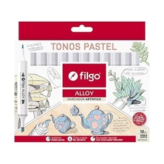 MARCADORES FILGO ARTISTICO ALLOY TONOS PASTEL X 12 UNIDADES PUNTA DOBLE 1.0/ 1.6 MM