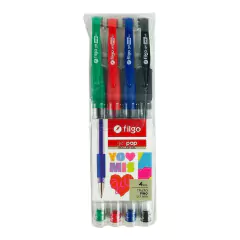 BOLIGRAFO GEL FILGO GEL POP ROLLER GEL X 4 UNIDADES TRAZO FINO 0.7 MM