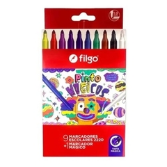 MARCADORES ESCOLARES FILGO PINTO 2220 MAGICOS X 9 UNIDADES + 1 MARCADOR MAGICO