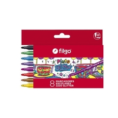 MARCADORES ESCOLARES FILGO PINTO 2220 GLITTER X 8 UNIDADES