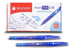 BOLIGRAFO SKYCOLOR ROLLER GEL BORRABLE AZUL/NEGRO X 12