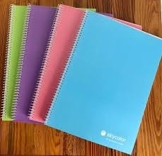 CUADERNO SKYCOLOR 22X29.7 TAPA PLASTICA 80 HJAS