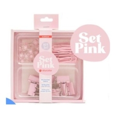 SET SKYCOLOR PINK 3X1 CHINCHES+BROCHE+CLIPS