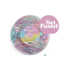 SET SKYCOLOR COLOR PASTEL CIRCULAR BROCHE CLIPS 50