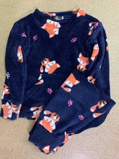 Pijama Infantil Fleece com Bolso - Raposa