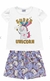 Conjunto pijama blusa e short em malha unicorn