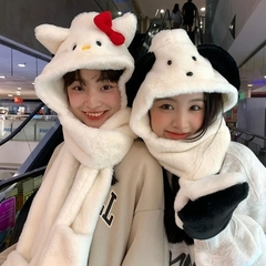 Gorro con bufanda + guantes estilo peluche kawaii - comprar online
