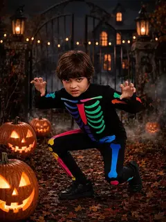 Disfraz Esqueleto Halloween | Enterito Multicolor - Premavintage