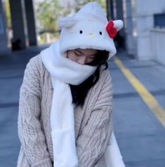 Gorro con bufanda + guantes estilo peluche kawaii en internet