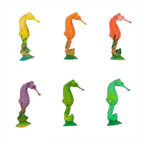 Mini Hipocampos Caballitos Mar plastico colección x 6