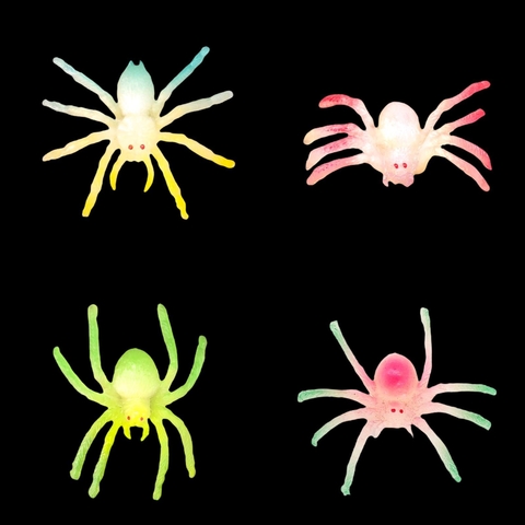 Mini Arañas Glow in the Dark plástico Colección x 4