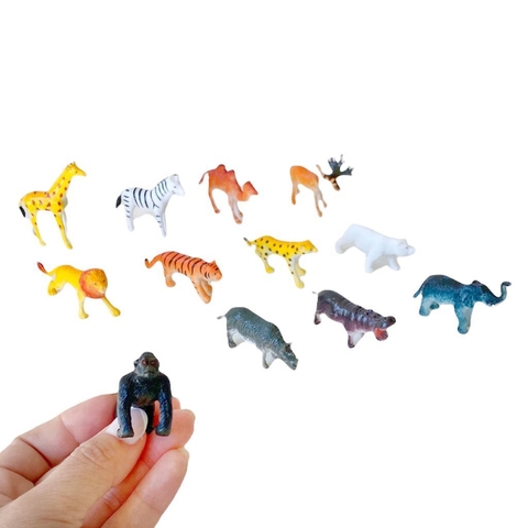 Pack X12 de Animales de la Selva Plasico Piñata Deco Torta Souvenir