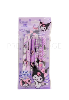 Lapicera Sanrio KUROMI Pack x6 con clip metalico