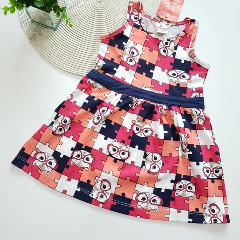 Vestido infantil gatinho em algodão rodadinho Brandili 94