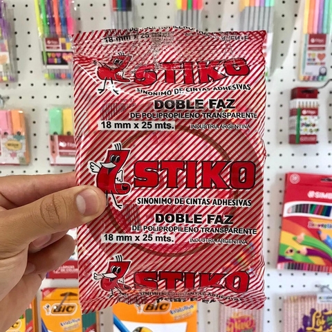 CINTA STIKO DOBLE FAZ TRANSPARENTE 18MM X 25MTS