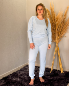 Pijama com Calça em Tecido Suede Canelado - comprar online