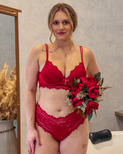 Conjunto Amália Renda e Tule - Calcinha sem elástico - comprar online