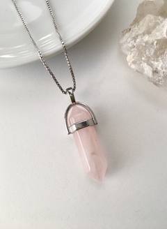 Pingente Biterminado Quartzo Rosa - comprar online