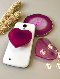 Pop Socket - Coração Ágata Rosa