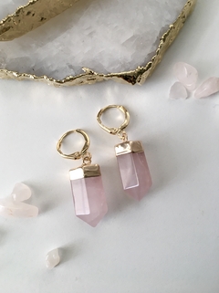 Brinco Argolinha com Quartzo Rosa - comprar online