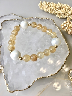 Pulseira Citrino e Pérolas