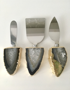 Kit facas para queijos - Ágata Cinza - Issa Minerais