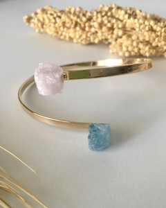 Bracelete Água Marinha+Quartzo Rosa