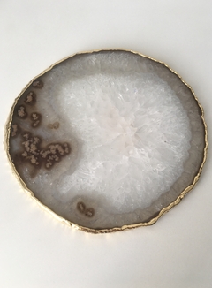Chapa de Ágata Natural + Borda Banho Ouro - Issa Minerais